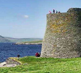 The old ruins of castles in the Shetland Islands