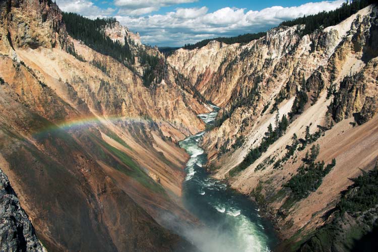 Caught a rainbow over the Yellowstone River rushing through the park crossing three states in the USA.