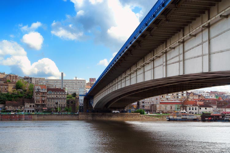 The bridge over the Sava River providing access to Ada Ciganlija.