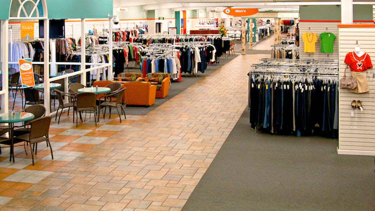 Inside look of Unclaimed Baggage Store Center and cafe