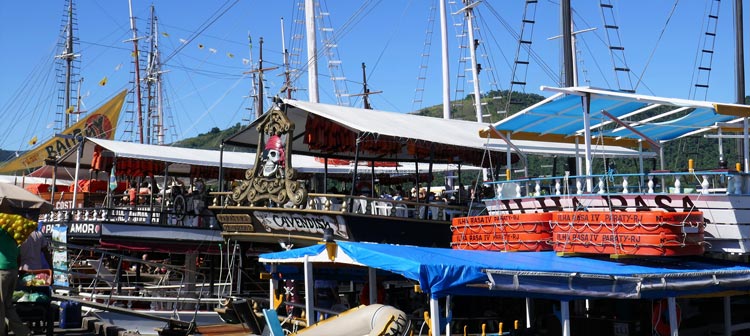 Just some of the schooners in harbor of Paraty. 