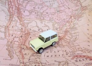 Road trip planning on the map.