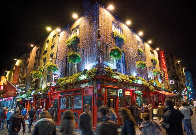 The Temple Bar is one of the most popular pubs in Dublin, Ireland.