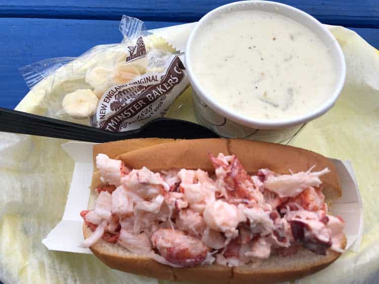 Lobster roll and clam chowder in Massachusetts. Photo by Meryl Pearlstein