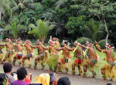 Men's Traditional Dance on the island of Yap. Photo by Joyce McClure