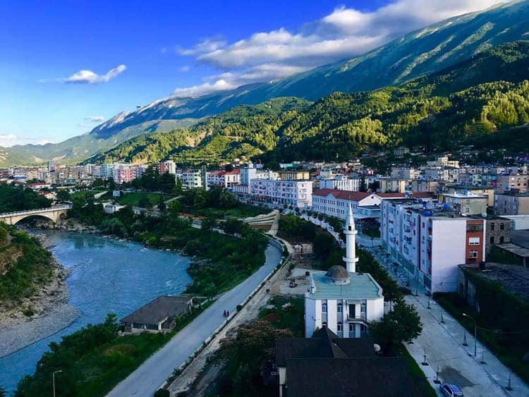 Sunsets over the mountains surrounding the glorious town or Permet, Albania.