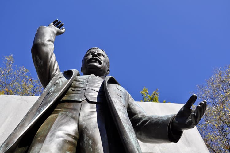 Looking up at the statue of Theodore Roosevelt in Washington, D.C.