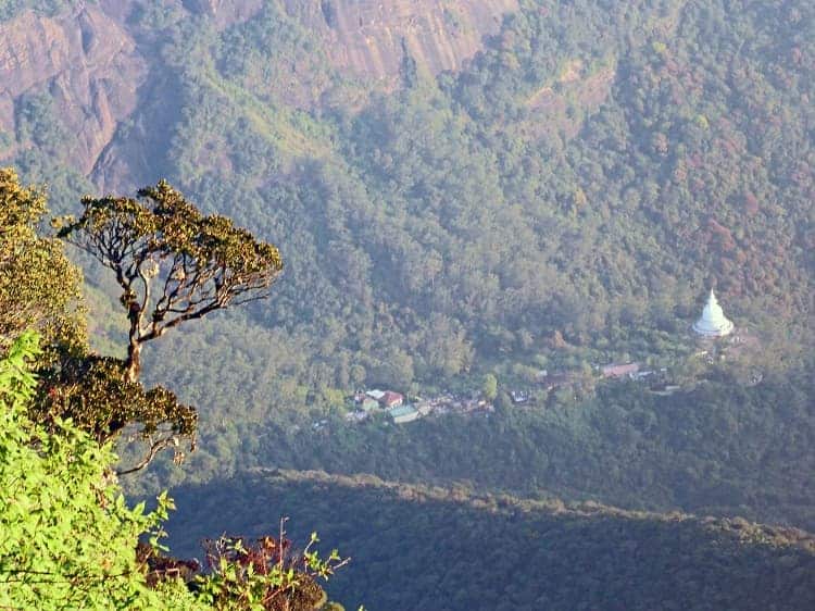 View descending Adam's Peak of Dalhousie village below.