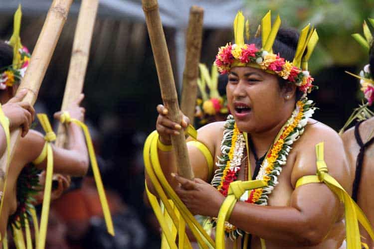 A Yapese dancer performing the stick dance. Photo by Joyce McClure