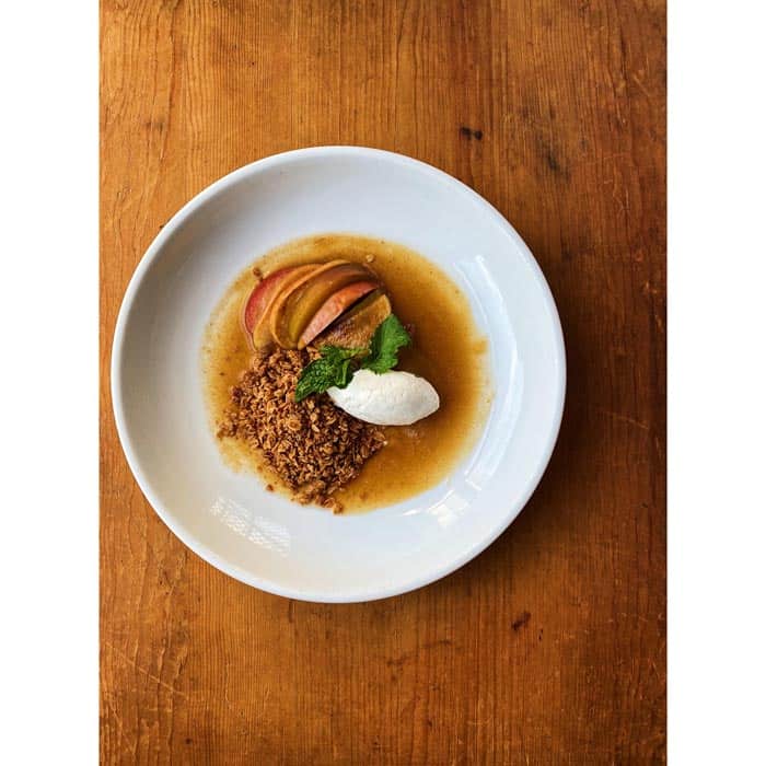 Fall apple crisp at James. Photo by James