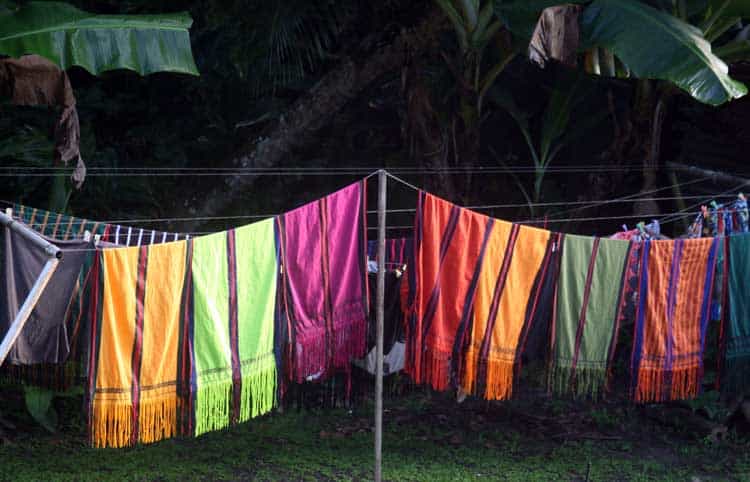 Handmade traditional lava lavas worn by the women.