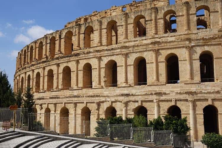 The ancient roman amphitheater in El Jem.