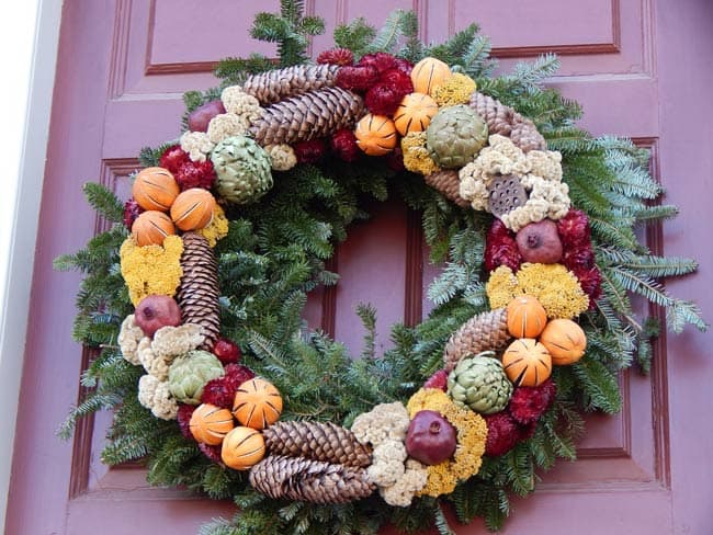 Colonial Holiday wreath in Williamsburg, Virginia