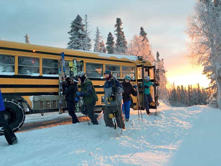 Skiing at Moose Mountain near Fairbanks, Alaska