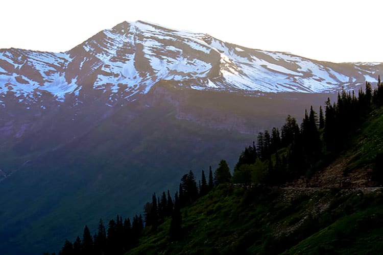 Snowy mountain in the distance