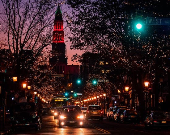 Downtown in Alexandria, Virginia during the holidays