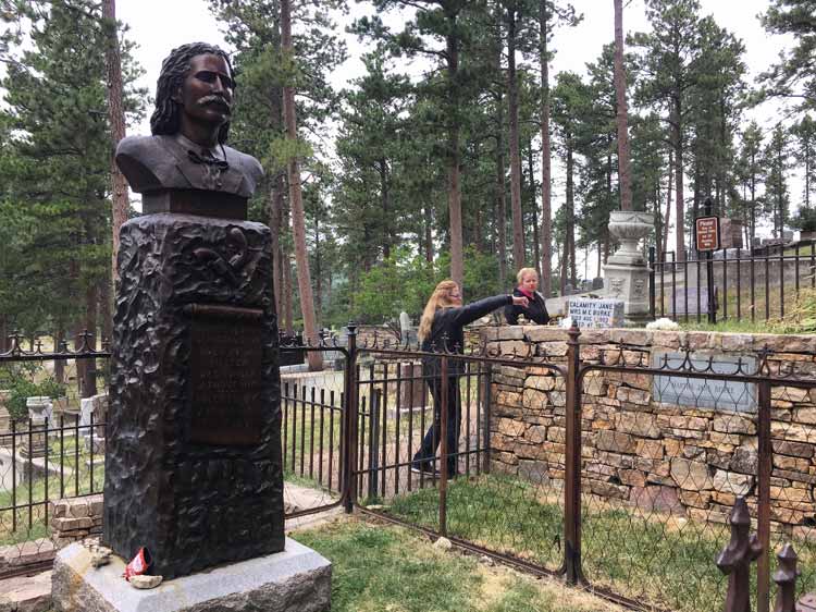 Wild Bill's grave in Deadwood. The small marker for Calamity Jane is to the right