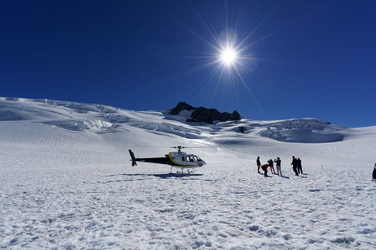 Helicopter let with hikers on Fox Glacier