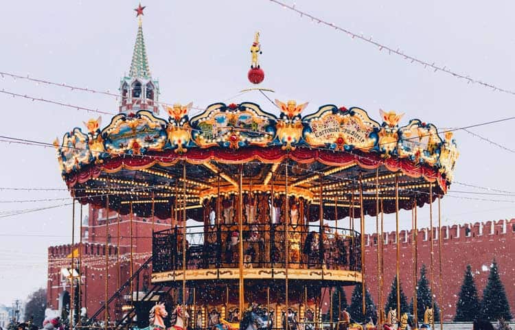 The winter carousel in Moscow, Russia