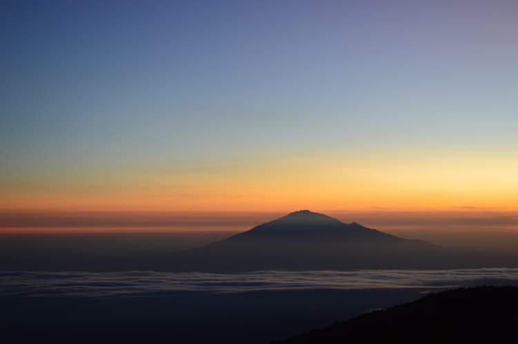 A view of Mt. Kilimanjaro in the distance in Tanzania