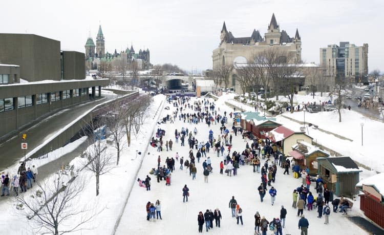 Everyone enjoying the ice festivities on the Rideau Canal