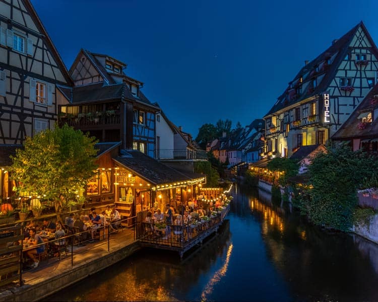 A romantic European canal in Colmar, France