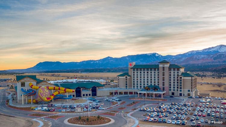 Great Wolf Lodge in front of the Colorado mountains