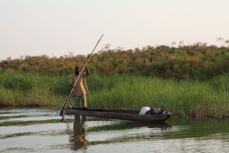 Paddling along the Zambezi River