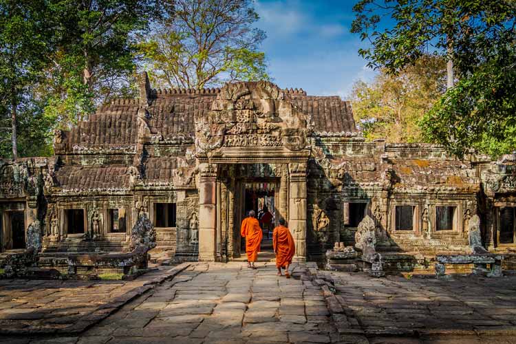 Monks at the Angkor Wat temple