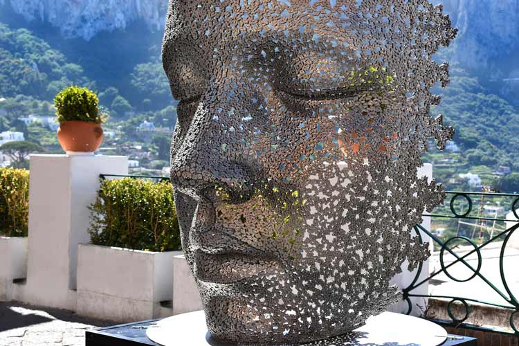 Famous art face installation in Capri, Italy