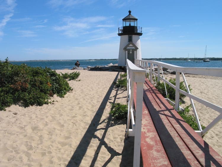 One of the lighthouses at the tip of Nantucket island coast.