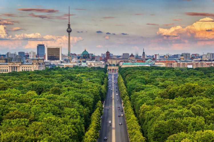 Berlin skyline above Tiergarten.