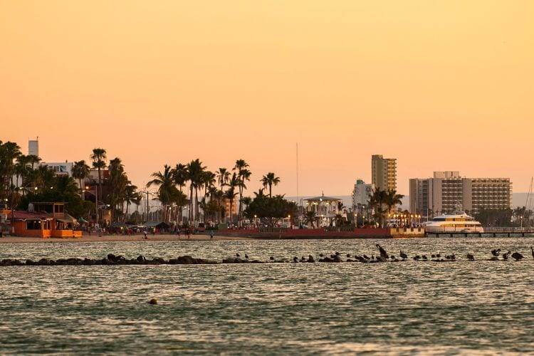 La Paz at sunset.