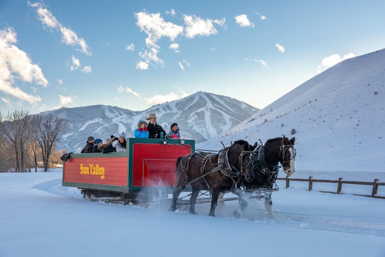 Sleigh ride to the historic Trail Creek Cabin. Photo Courtesy of Sun Valley Resort Photographer Steven Dondero