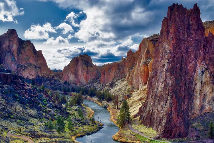 Smith Rock State Park has a fantastic view of the Three Sisters and Mount Jefferson. Image by Kathy Weissberger