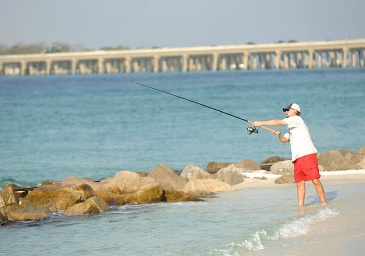 Fishing by the jetty in Destin, Florida