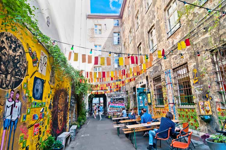 Colorful street of Mitte borough in Berlin