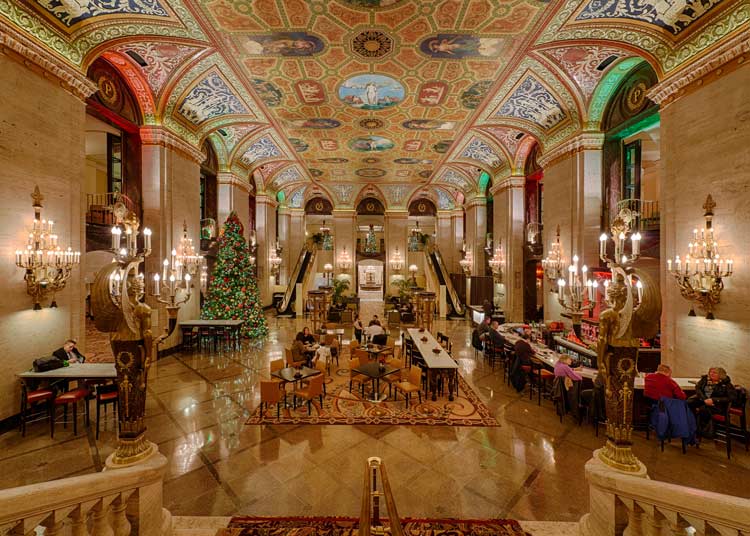 Inside the Palmer House during the holidays