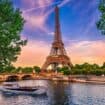 The River Seine in front of the Eiffel Tower in Paris, France