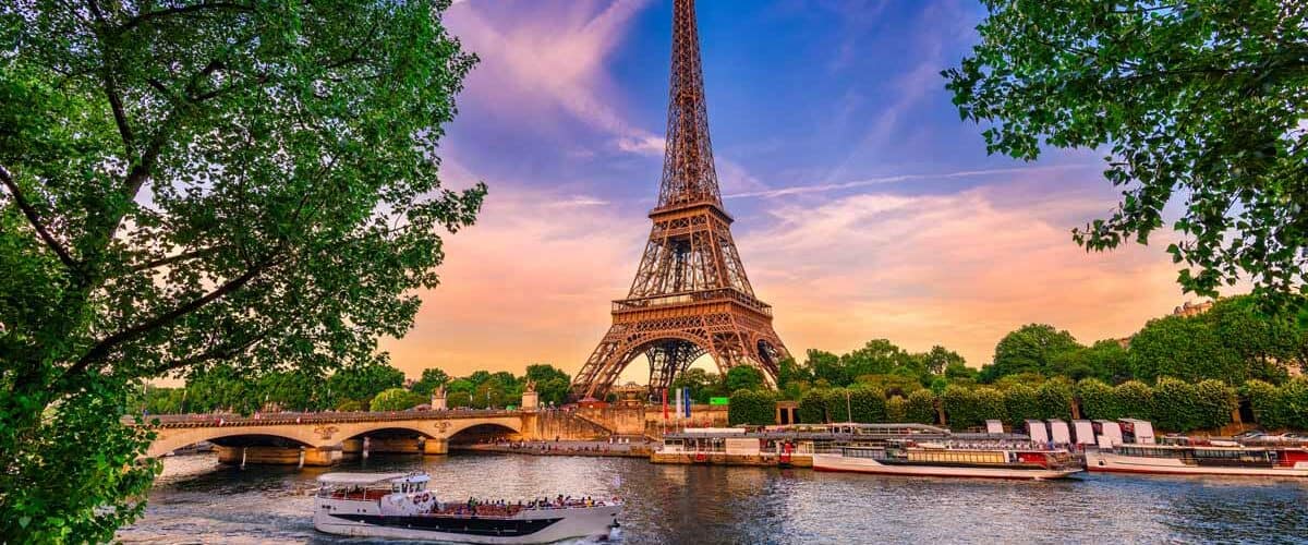 The River Seine in front of the Eiffel Tower in Paris, France