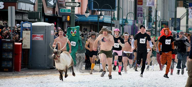 ven though the Running with the Reindeer event is canceled for the 2021 Fur Rendezvous, organizers are hoping it will return in 2022. Photo by Dino Vournas