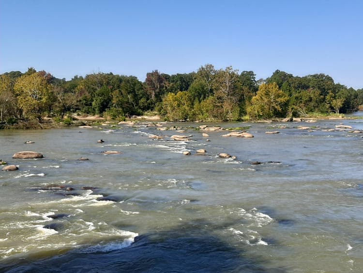 Learn the history of canals in America, by watching the rapids at  the Broad River at Riverfront Park in Columbia, South Carolina. Photo by Erica Chatman