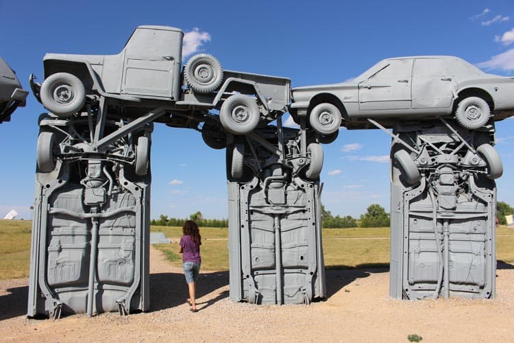 Nebraska's Carhenge is a replica of England's Stonehenge. This attraction features vintage automobiles and free admission. Photo by Janna Graber