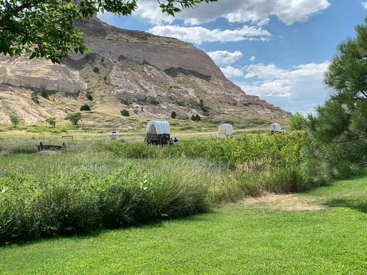 The Scotts Bluff National Monument is home to several pioneer wagons. Photo by Janna Graber