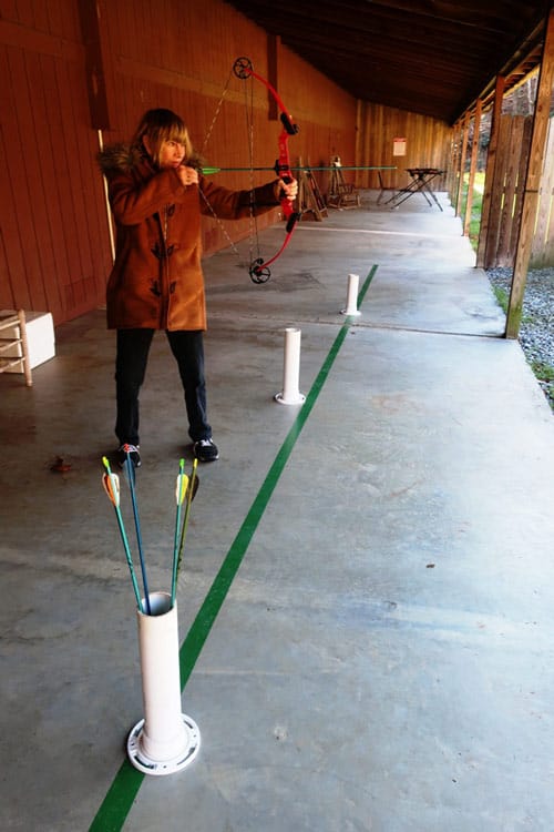 The author, Fyllis Hockman, tried her hand at archery and turned out to be a natural. Photo by Victor Block