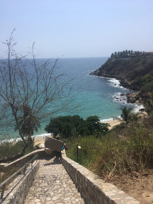 Stairs down to Carrizalillo Beach, Mexico