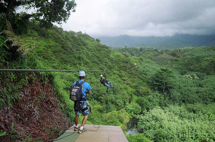 Zipline through the mountains of Oahu