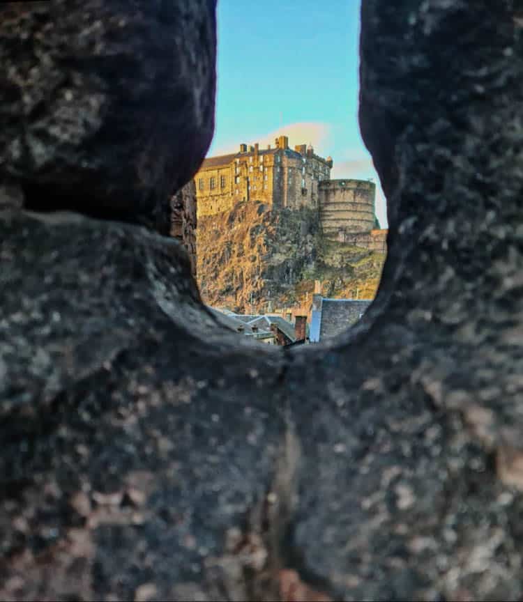 View of Edinburgh Castle through Flodden Wall