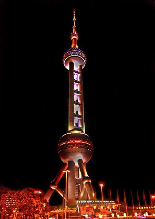 Oriental Pearl TV Tower in Pudong New Area, China. CC Image Jakob Montrasio