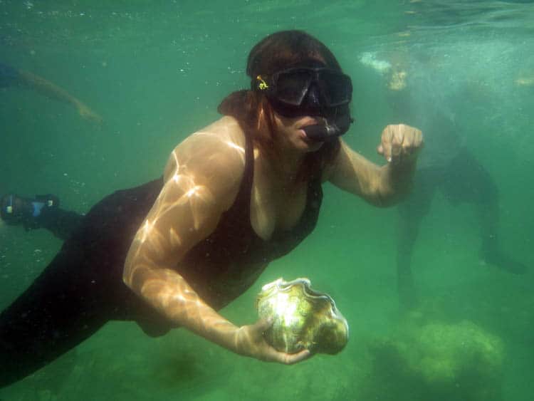 Diving in Yap Working in the Giant Clam Farm.